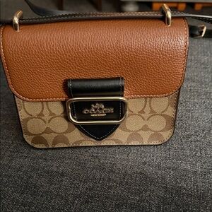 Coach Signature Brown and Tan Crossbody Bag